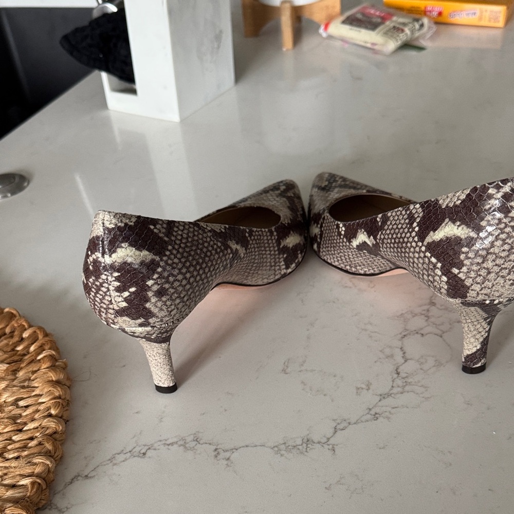 Amalfi Cream and Brown Snake Print Heels - Picture 3 of 6
